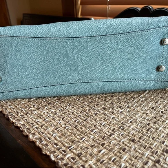 Coach Sky Blue Leather Shoulder Bag With Crossbody Strap Clarkson Hobo - Picture 5 of 8